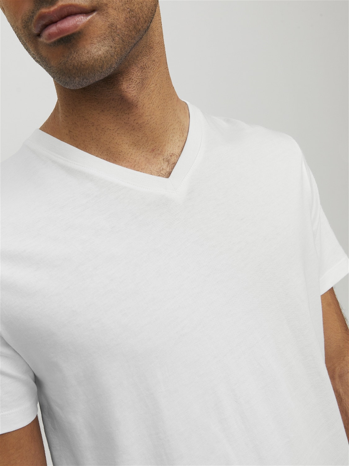 Jack & Jones Camiseta Liso Cuello en V -White - 12156102