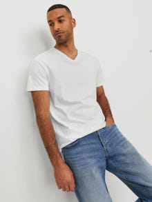 Jack & Jones Sima V-nyak Trikó -White - 12156102