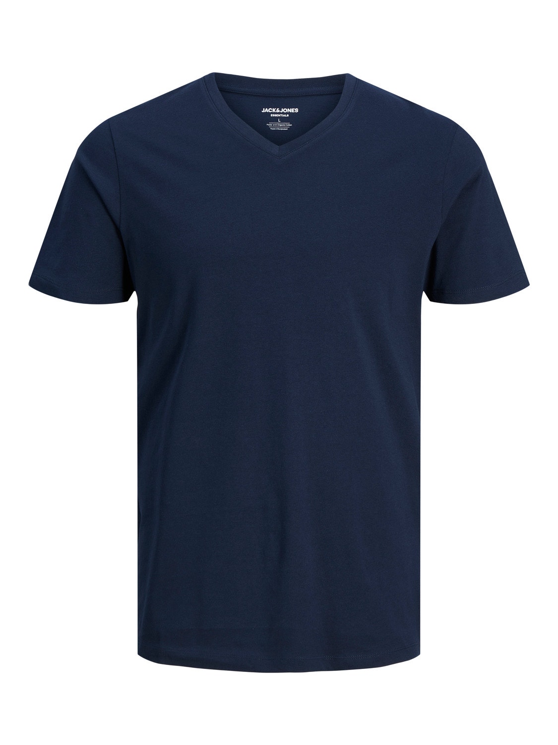 Jack & Jones Ensfarvet V-hals T-shirt -Navy Blazer - 12156102