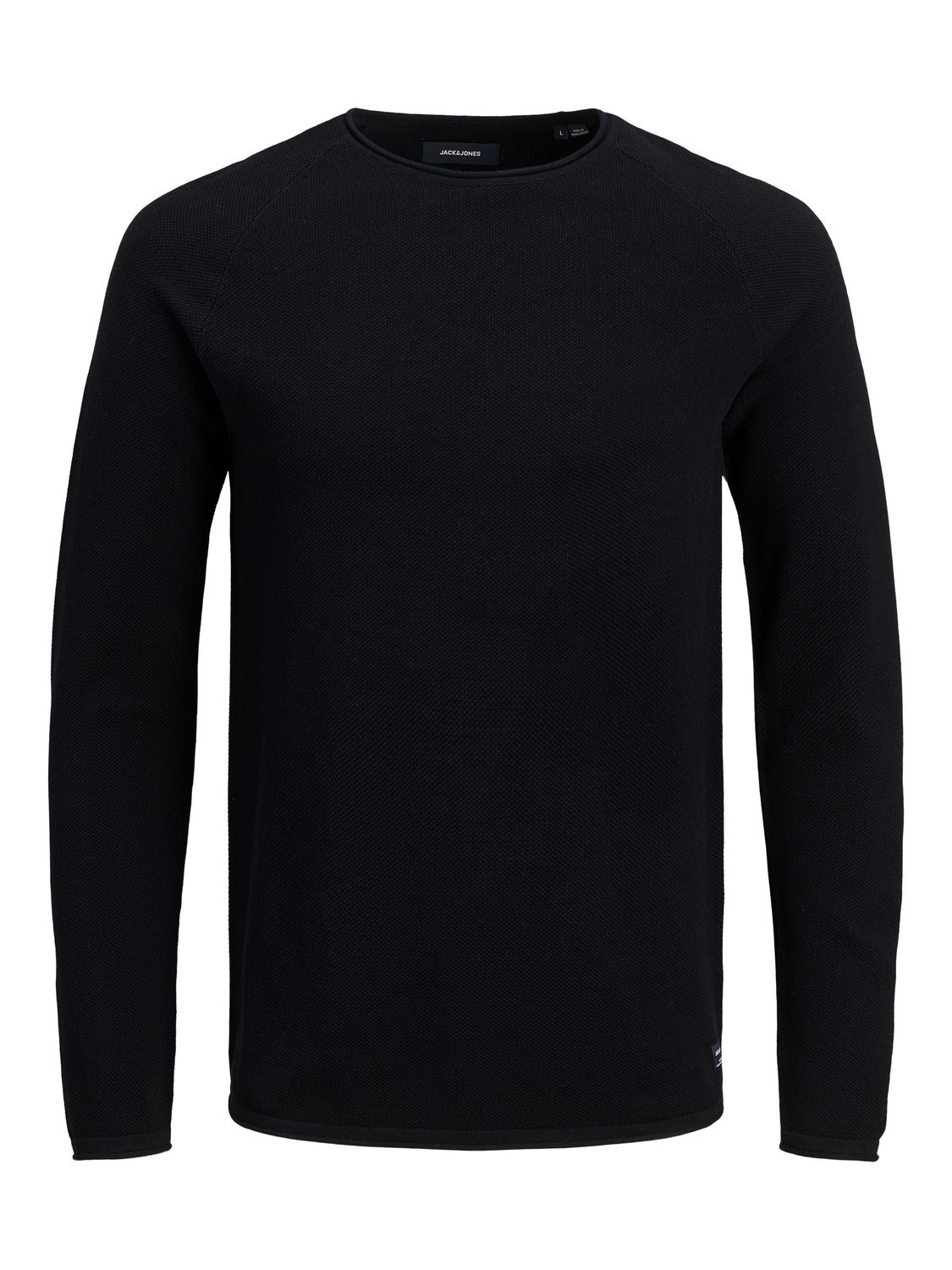 Plain Crew Neck Jumper Black Jack Jones