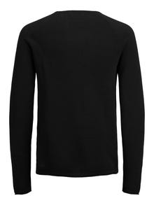 Jack & Jones Enfärgat Crewneck Stickad tröja -Black - 12157321