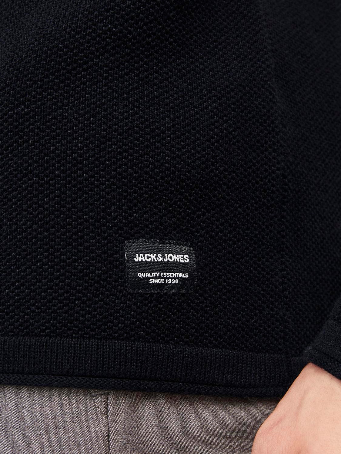 Jack & Jones Enfärgat Crewneck Stickad tröja -Black - 12157321