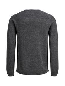 Jack & Jones Enfärgat Crewneck Stickad tröja -Dark Grey Melange - 12157321