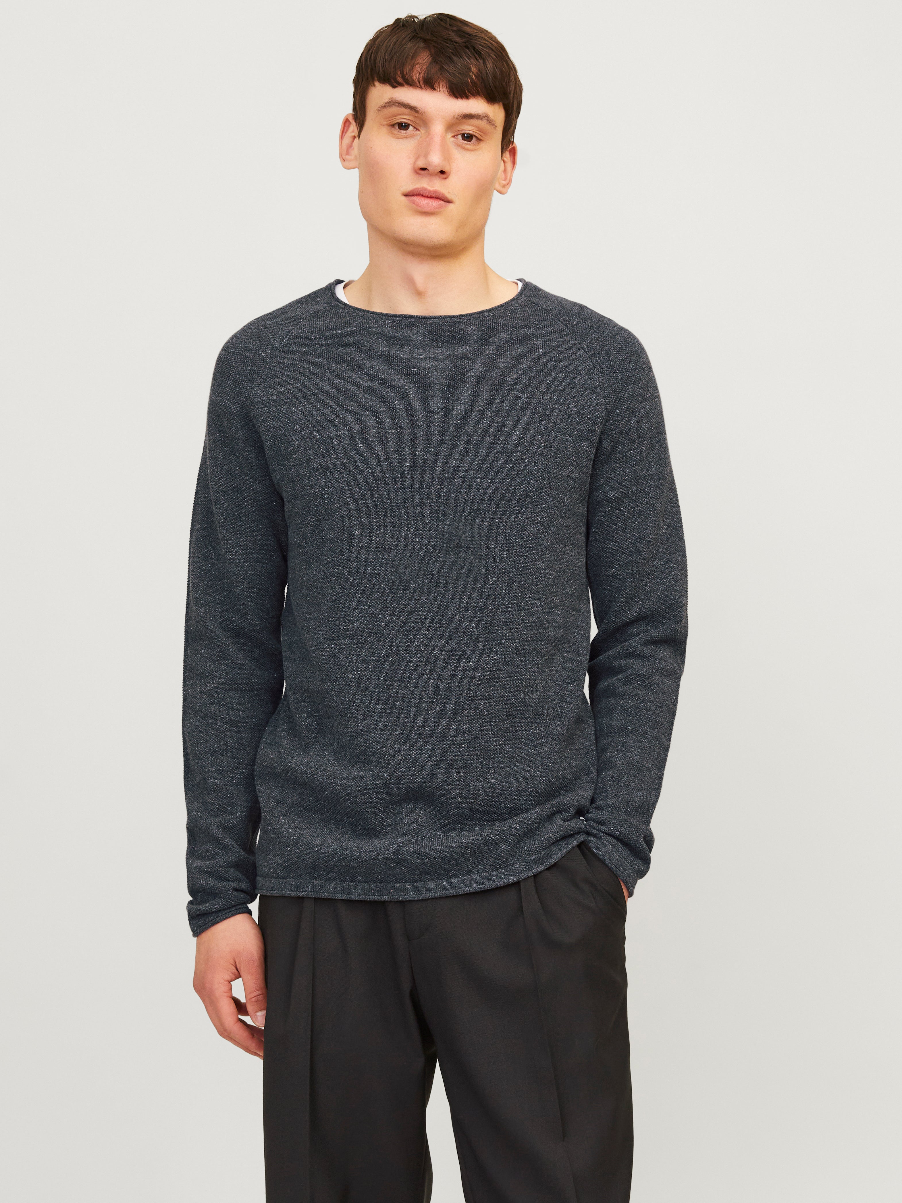 Einfarbig Strickpullover mit Rundhals | Dunkelgrau | Jack & Jones® 
