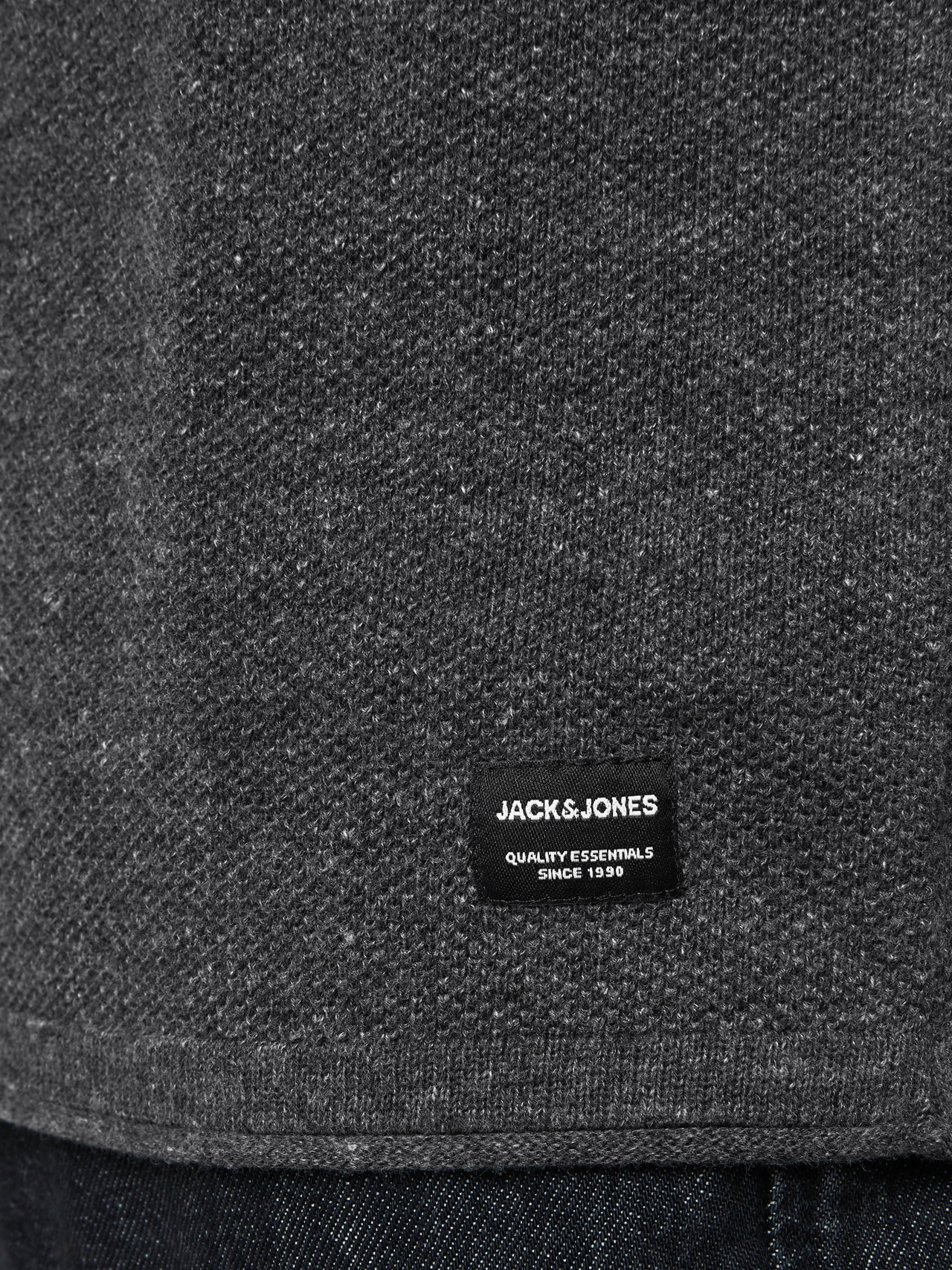 Jack & Jones Vanlig Strikkegenser med rund hals -Dark Grey Melange - 12157321