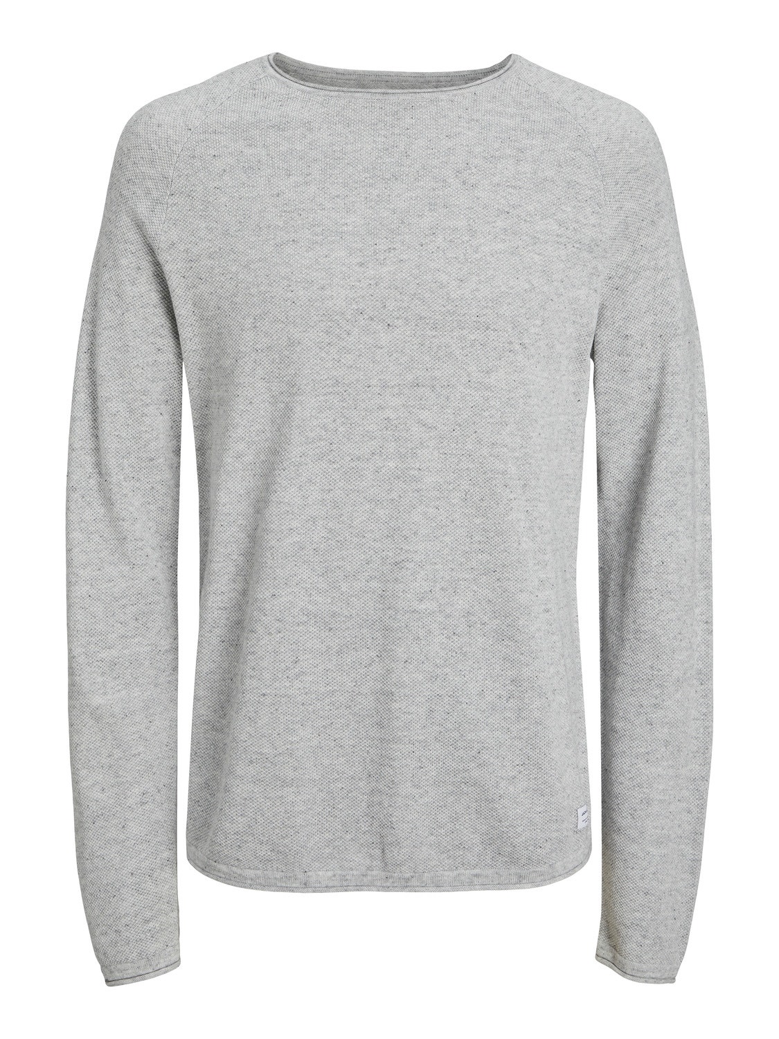 Jack & Jones Enfärgat Crewneck Stickad tröja -Light Grey Melange - 12157321