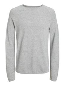 Jack & Jones Enfärgat Crewneck Stickad tröja -Light Grey Melange - 12157321