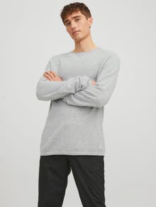 Jack & Jones Plain Knitted pullover -Light Grey Melange - 12157321