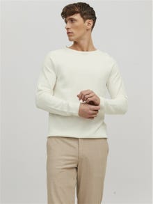 Jack & Jones Plain Knitted pullover -Cloud Dancer - 12157321