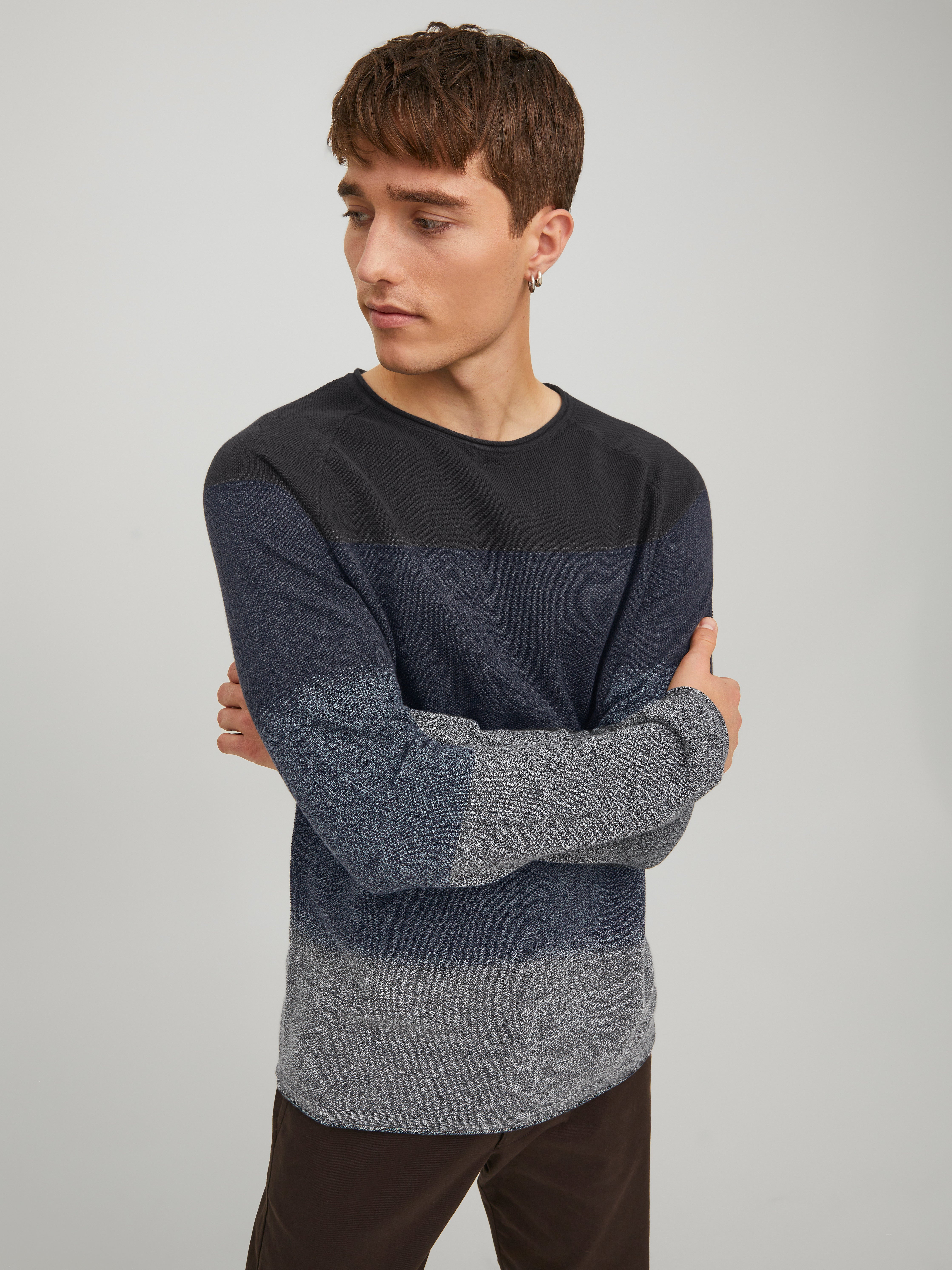 Textured Knitted Pullover | Dark Blue 