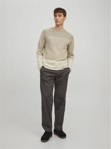 Jack & Jones Ühevärviline Meeskonnakaelusega džemper -Oatmeal - 12157321