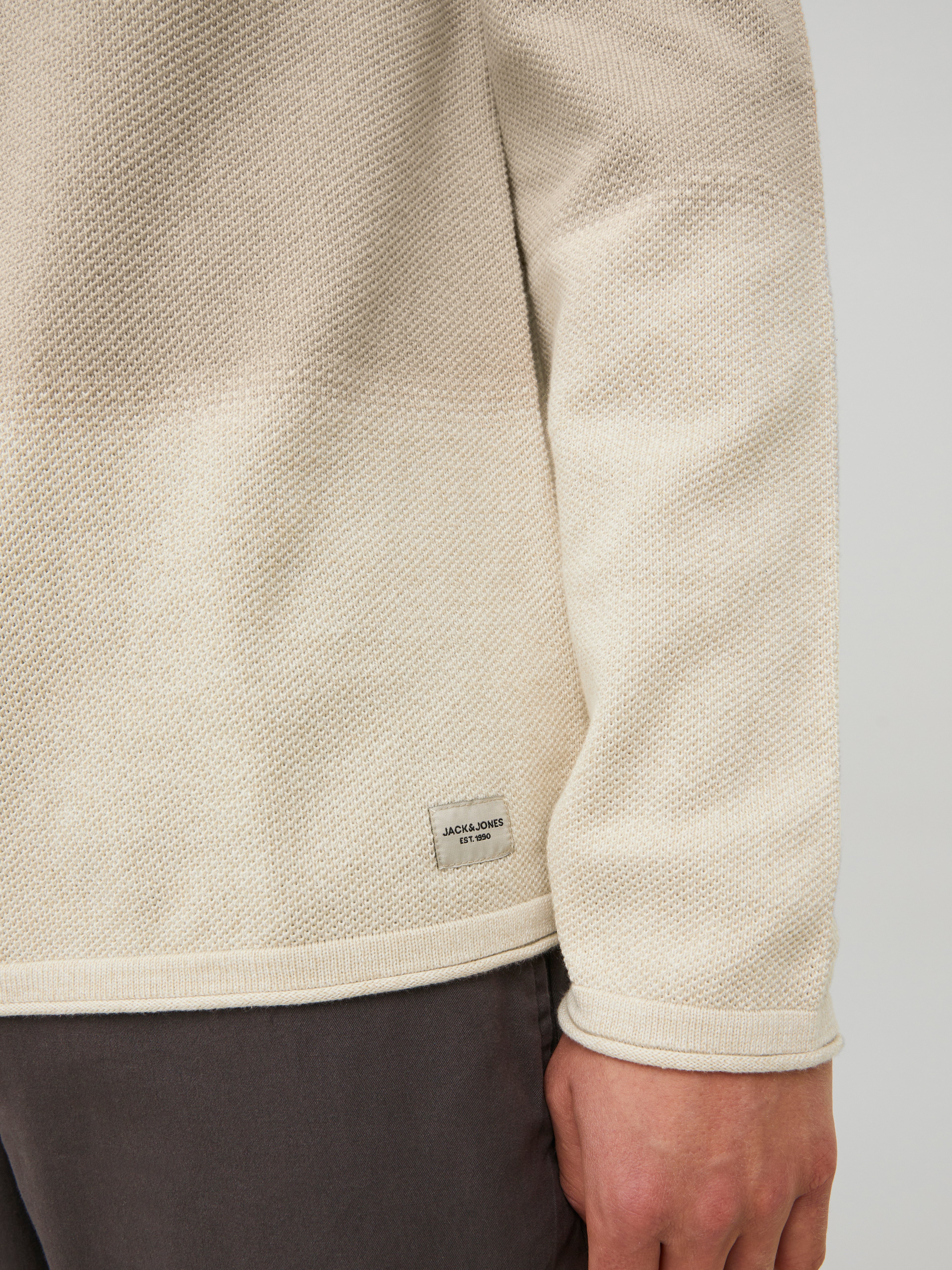 Einfarbig Strickpullover mit Rundhals | Beige | Jack & Jones® 