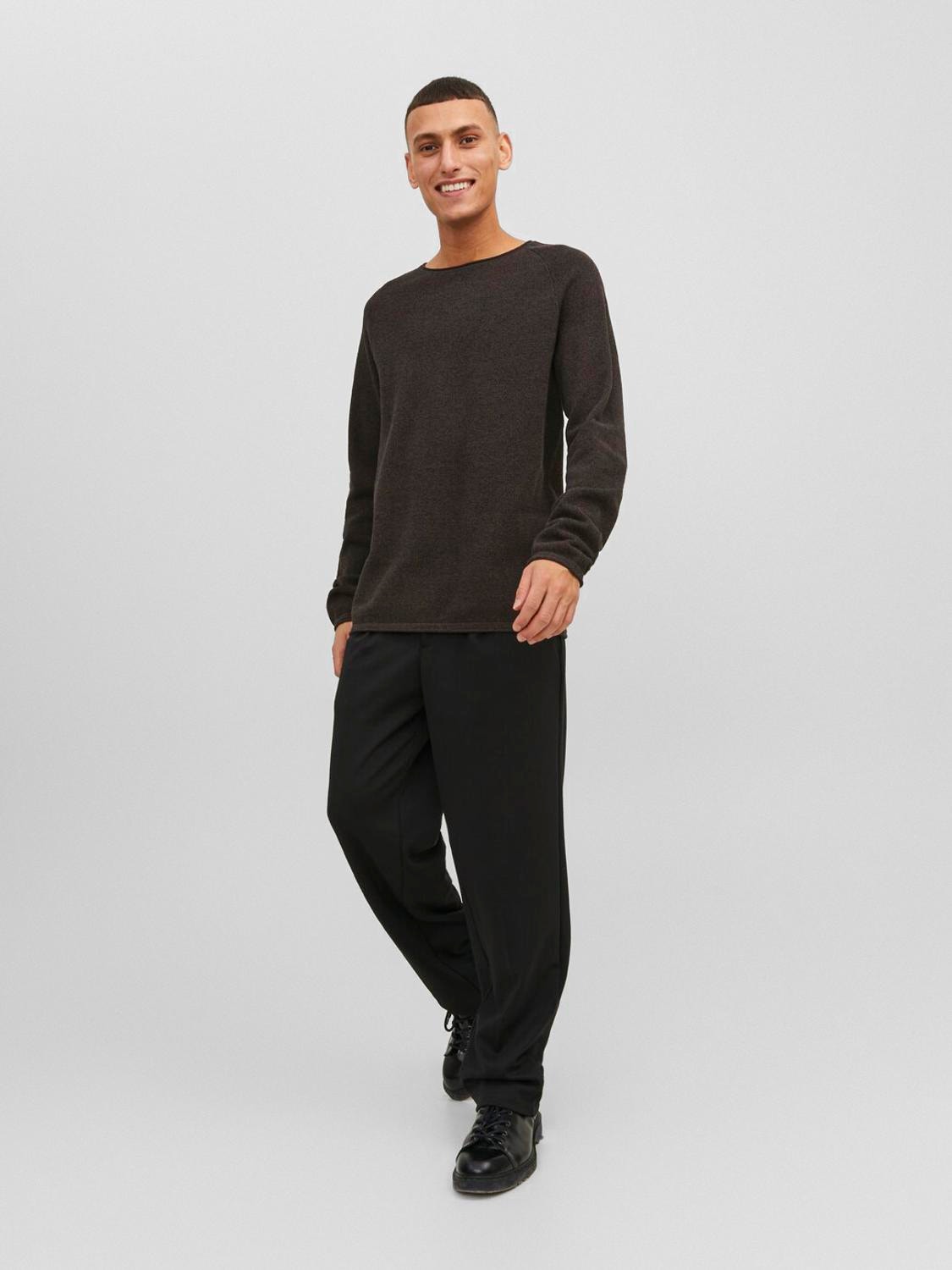 Jack & Jones Plain Knitted pullover -Seal Brown - 12157321