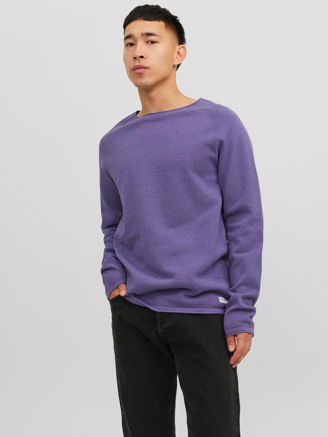 Pull en maille col rond Violet fonc Jack Jones