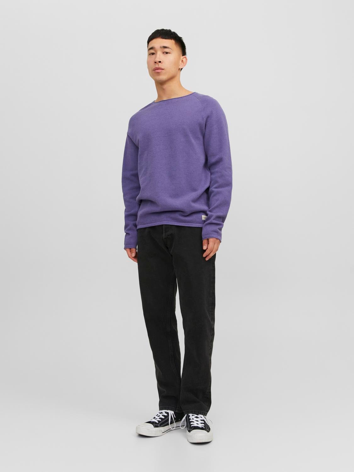 Mens purple clearance crew neck jumper