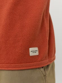Jack & Jones Enfärgat Crewneck Stickad tröja -Cinnabar - 12157321