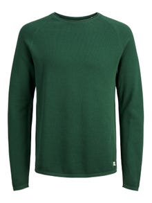 Jack & Jones Enfärgat Crewneck Stickad tröja -Dark Green - 12157321