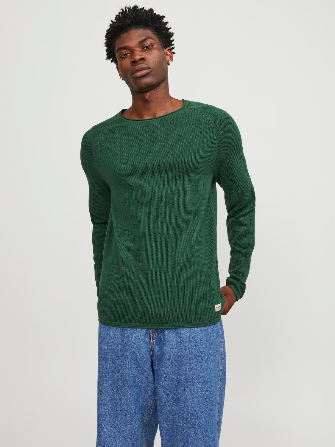 Dark green crew neck jumper new arrivals