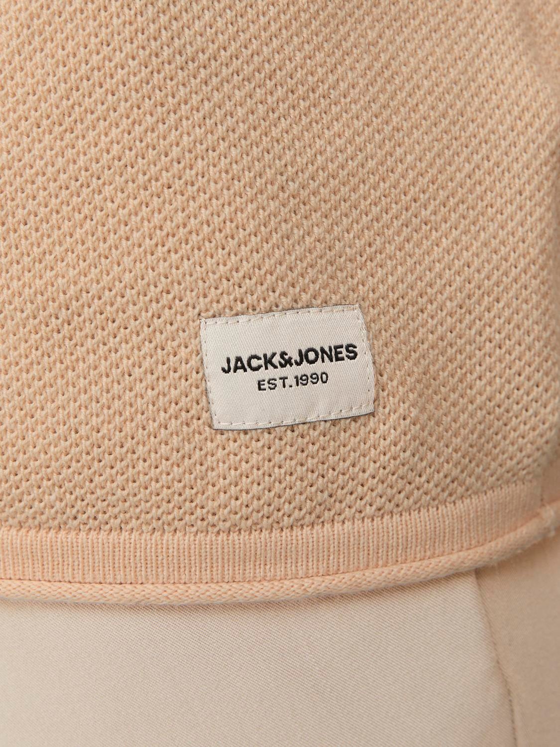 Jack & Jones Enfärgat Crewneck Stickad tröja -Apricot Ice  - 12157321