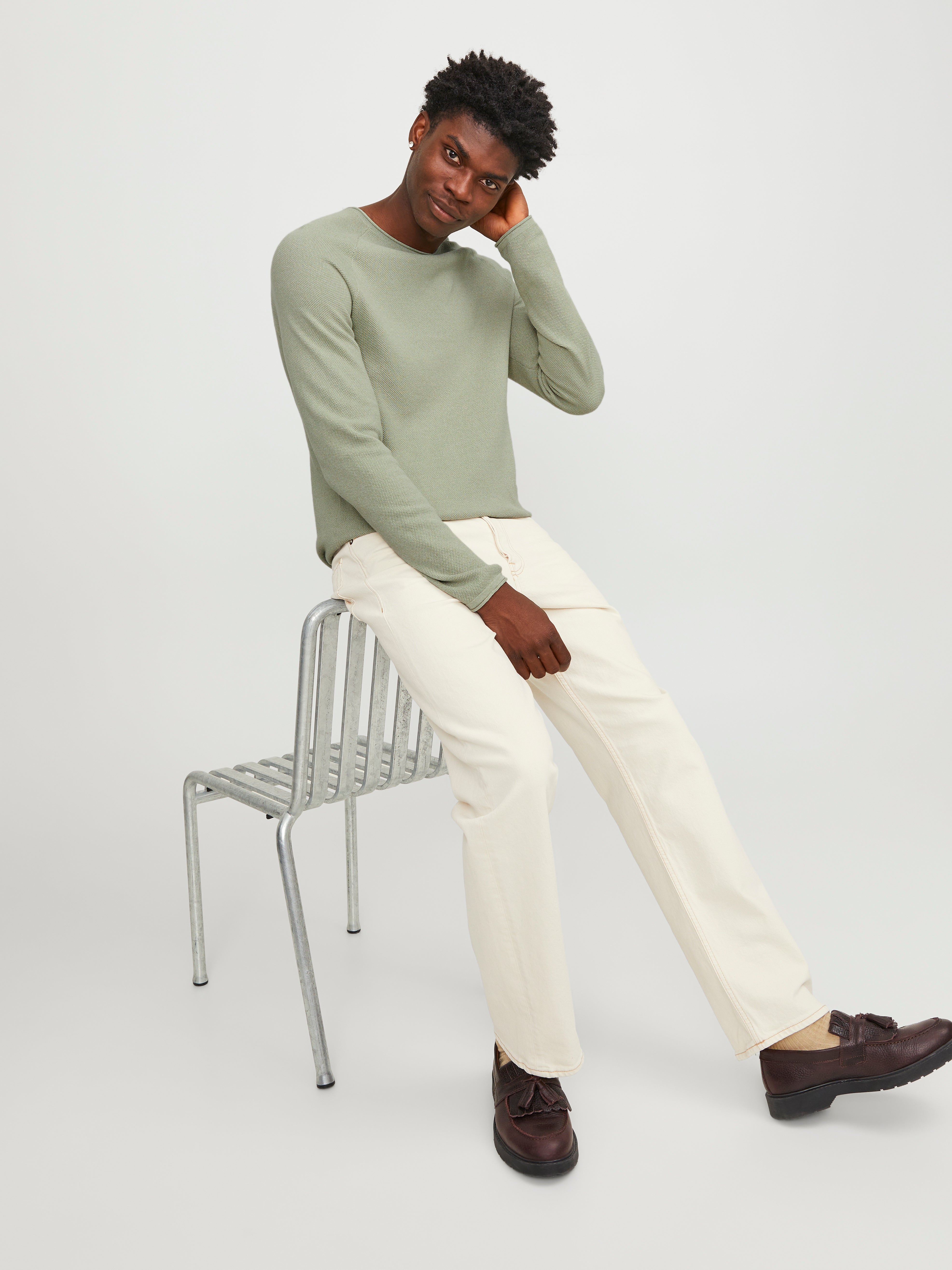 Einfarbig Strickpullover mit Rundhals | Hellgrün | Jack & Jones®