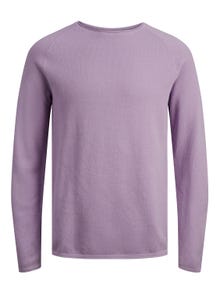 Jack & Jones Enfärgat Crewneck Stickad tröja -Purple Rose - 12157321