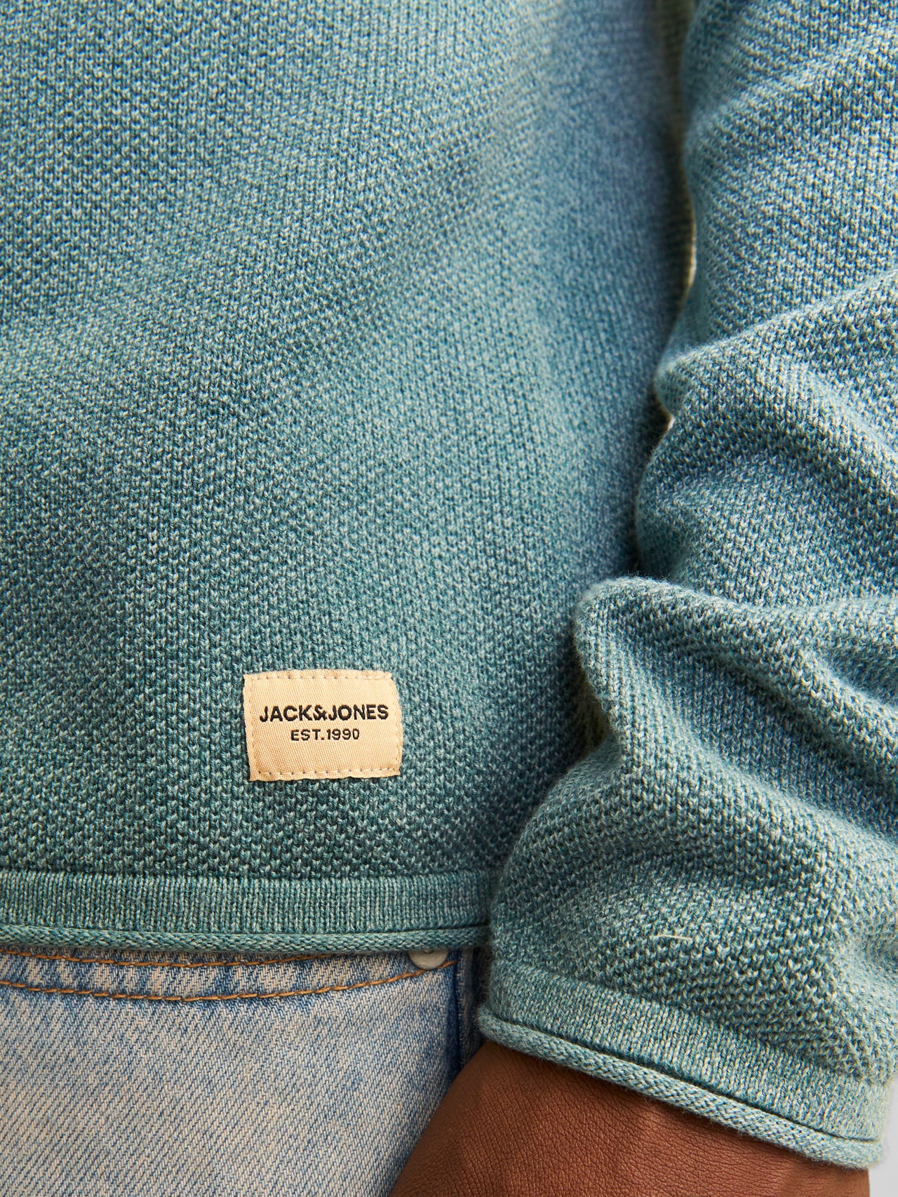 Jack & Jones Enfärgat Crewneck Stickad tröja -Goblin Blue - 12157321