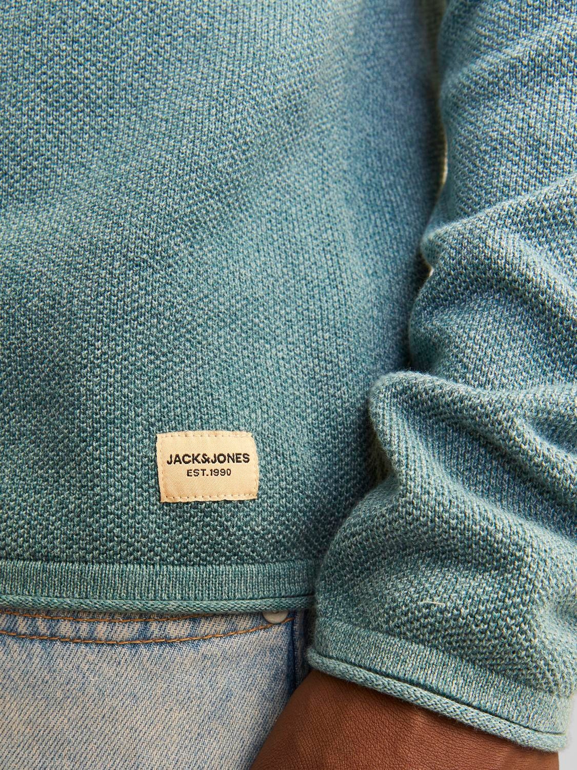 Jack & Jones Gładki Sweter z dzianiny z okrągłym dekoltem -Goblin Blue - 12157321