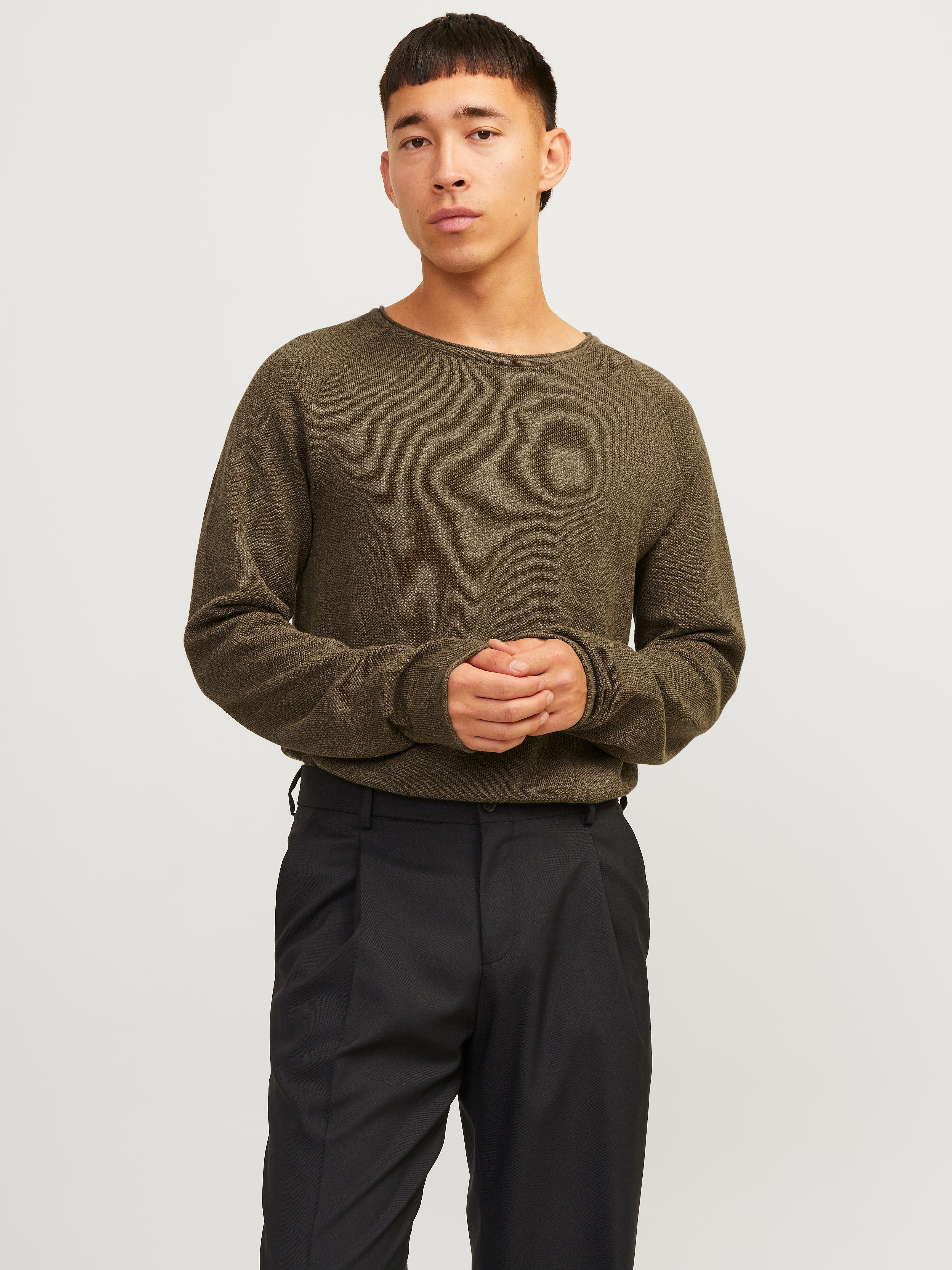 Einfarbig Strickpullover