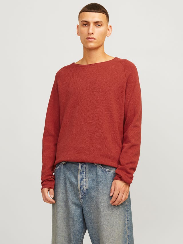 Jack & Jones Ensfarvet Striktrøje med rund hals - 12157321