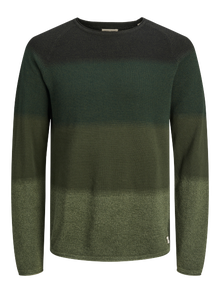 Jack & Jones Enfärgat Crewneck Stickad tröja -Kombu Green - 12157321