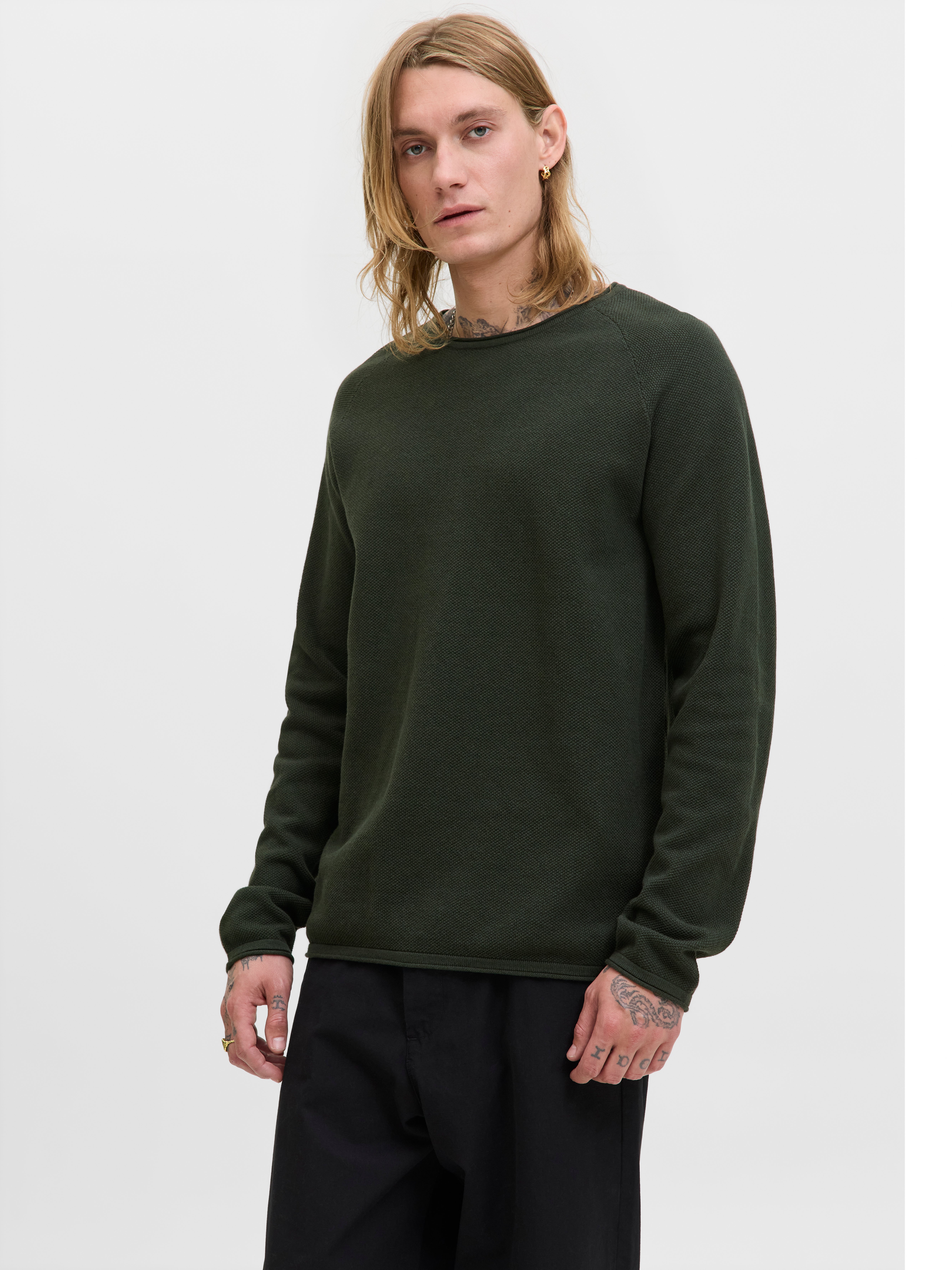 Einfarbig Strickpullover