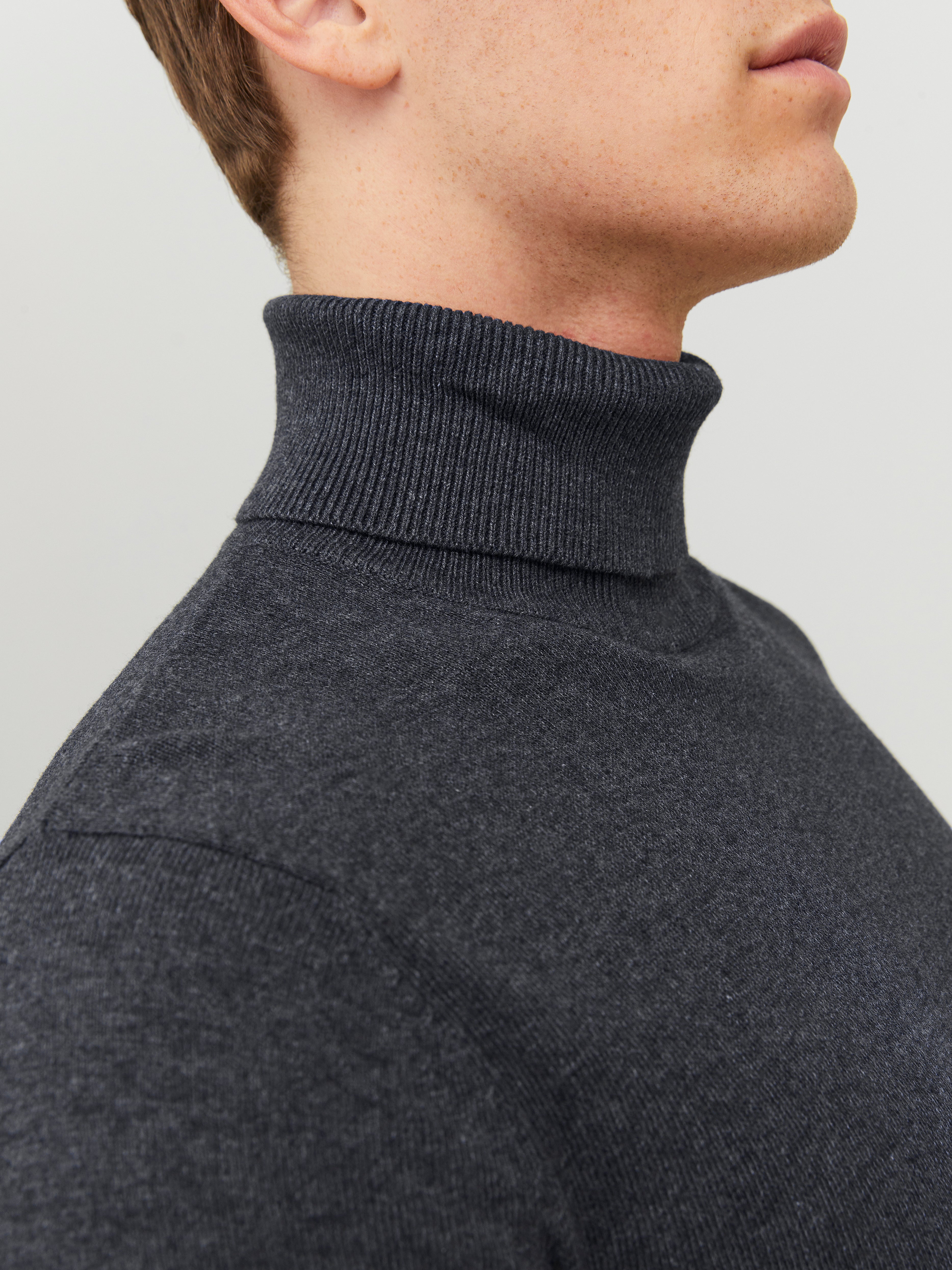 Plain Crew Neck Jumper Dark Grey Jack Jones