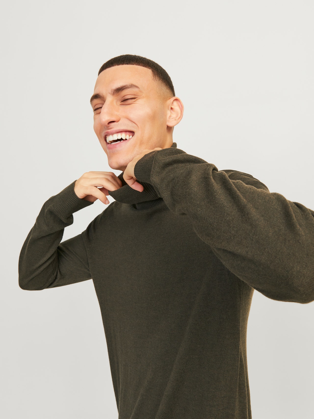 Jack & Jones premium cable knit roll neck jumper in beige Jack & Jones premium cable knit roll neck jumper in beige