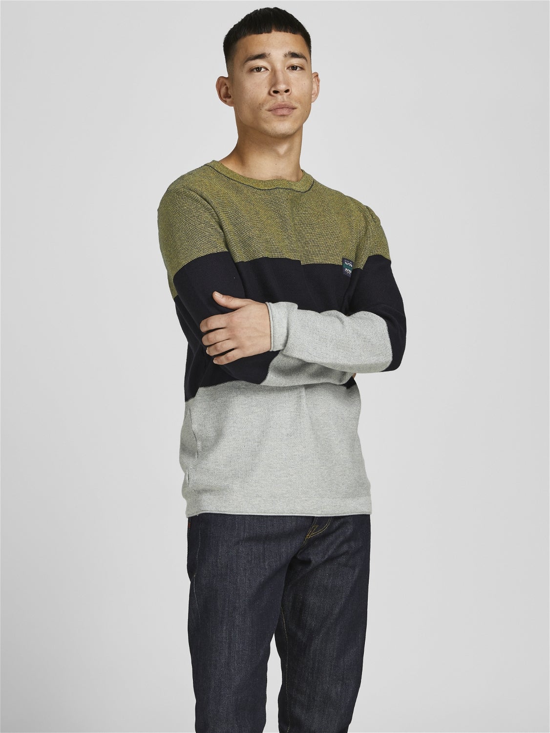 Colour blocking Knitted Jumper with 30 