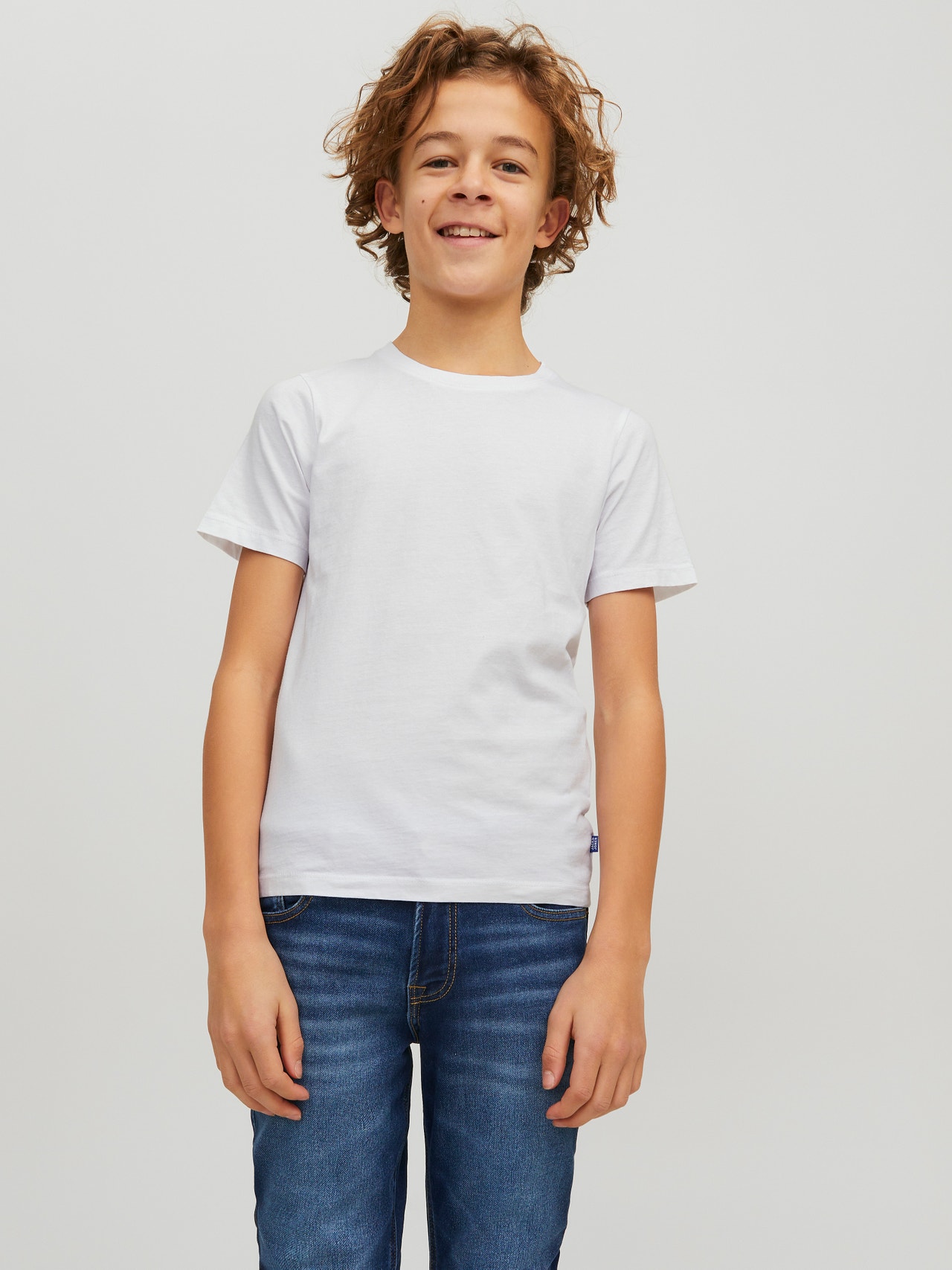 Jack & Jones Gładki T-shirt Dla chłopców -White - 12158433