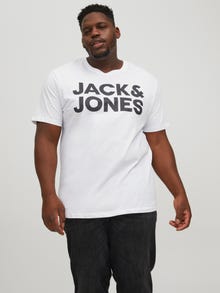 Jack & Jones Plus Size Logotipas Marškinėliai -White - 12158505