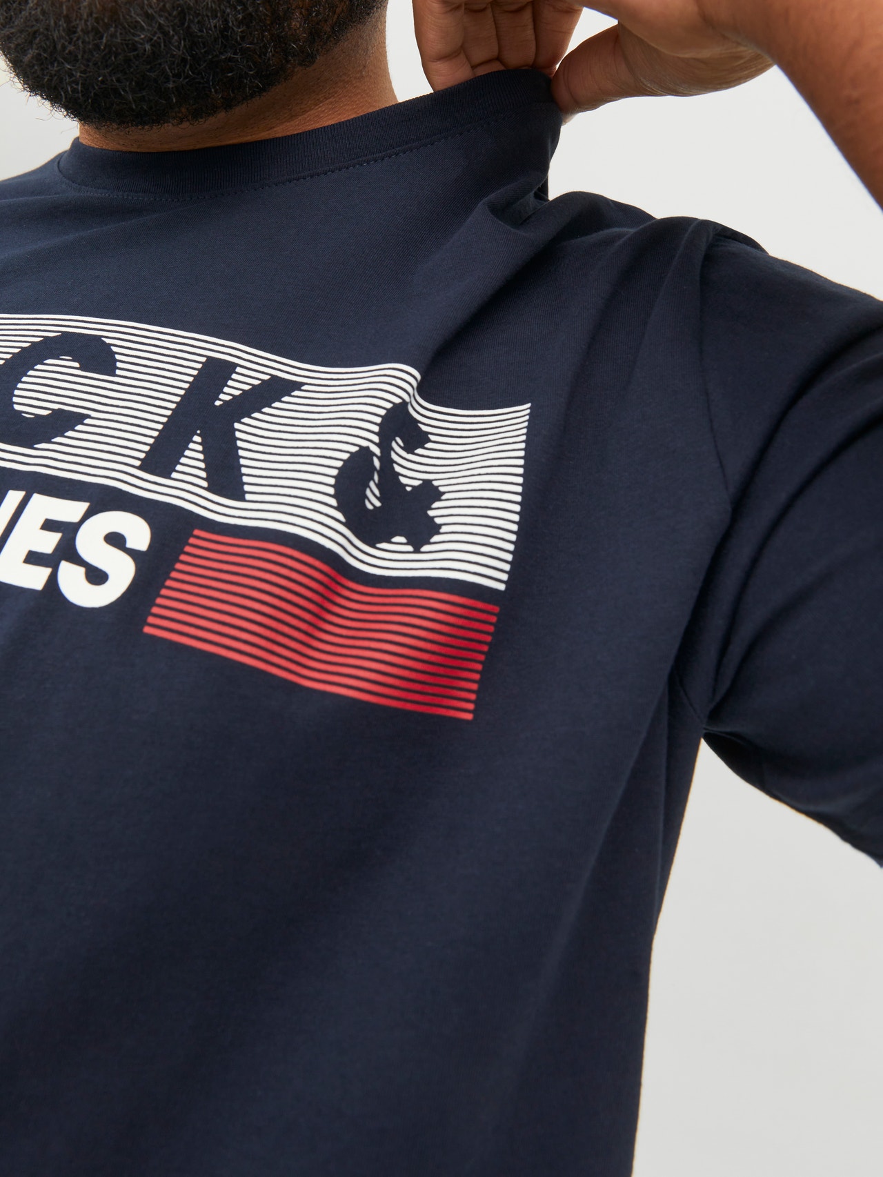 Jack & Jones Plus Size Camiseta Logotipo -Navy Blazer - 12158505