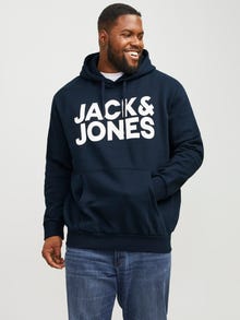 Jack & Jones Plus Size Logotipas Megztinis su gobtuvu -Navy Blazer - 12163777