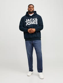 Jack & Jones Plus Size Logo Hættetrøje -Navy Blazer - 12163777