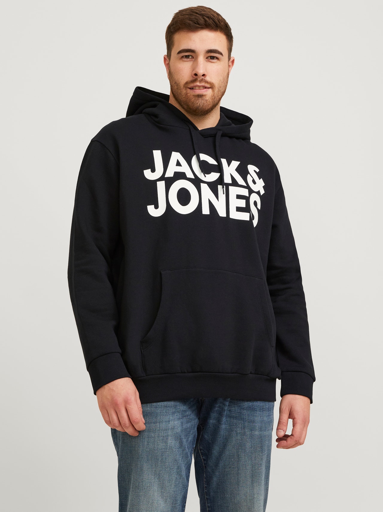 Jack & Jones Plus Size Logo Hættetrøje -Black - 12163777
