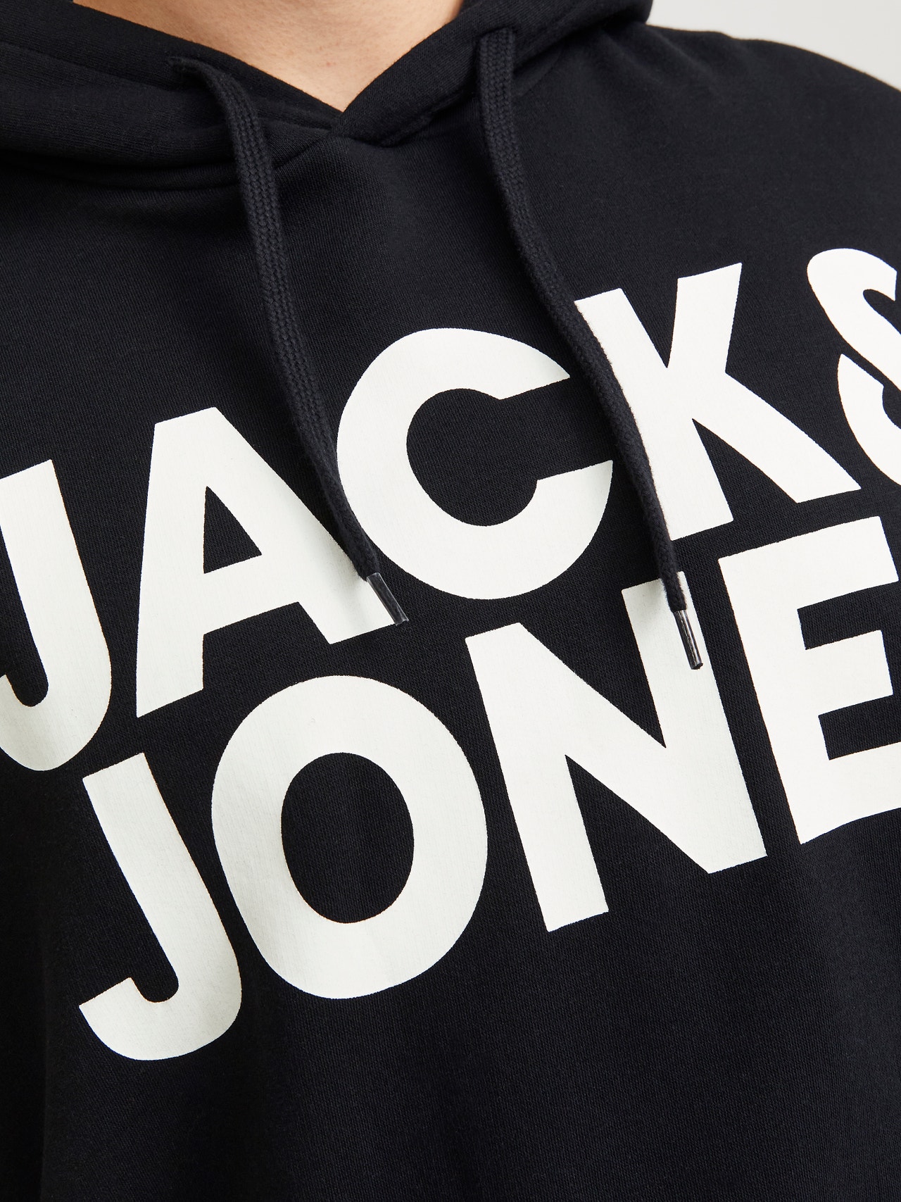 Jack & Jones Plus Size Logo Hoodie -Black - 12163777