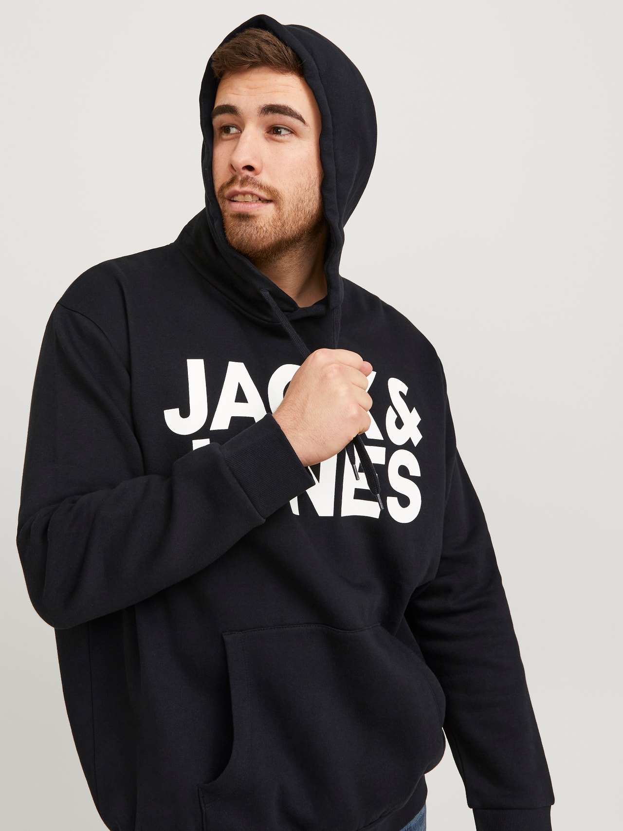 Jack & Jones Plus Logo Hoodie -Black - 12163777