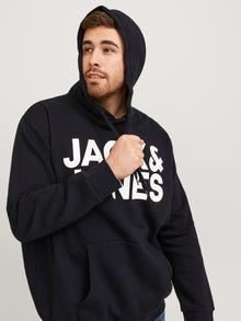 Jack & Jones Plus Size Hoodie Logo -Black - 12163777
