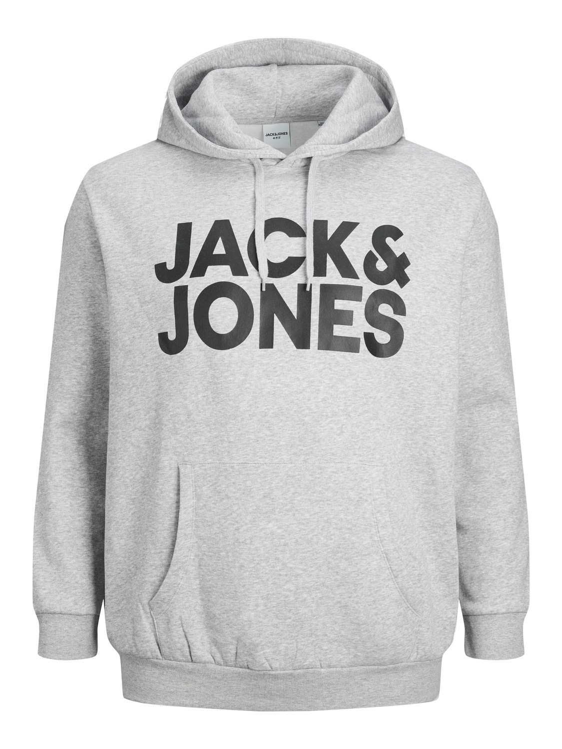 Jack & Jones Plus Logo Hoodie -Light Grey Melange - 12163777