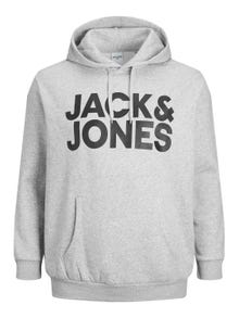 Jack & Jones Plus Logo Mikina s kapucí -Light Grey Melange - 12163777