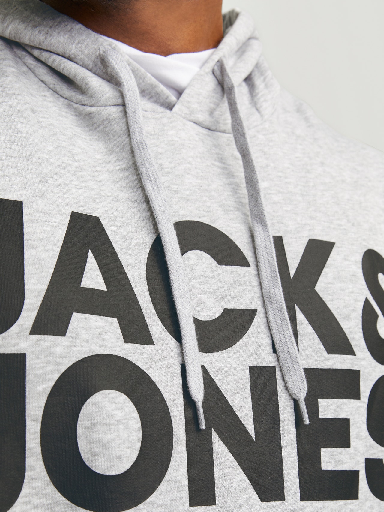 Jack & Jones Plus Logo Hoodie -Light Grey Melange - 12163777