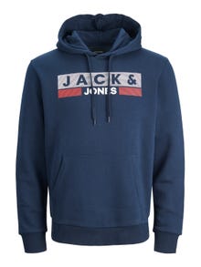 Jack & Jones Plus Logo Hoodie -Navy Blazer - 12163777
