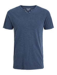 Jack & Jones T-shirt Melange Decote redondo com carcela -Navy Blazer - 12164972