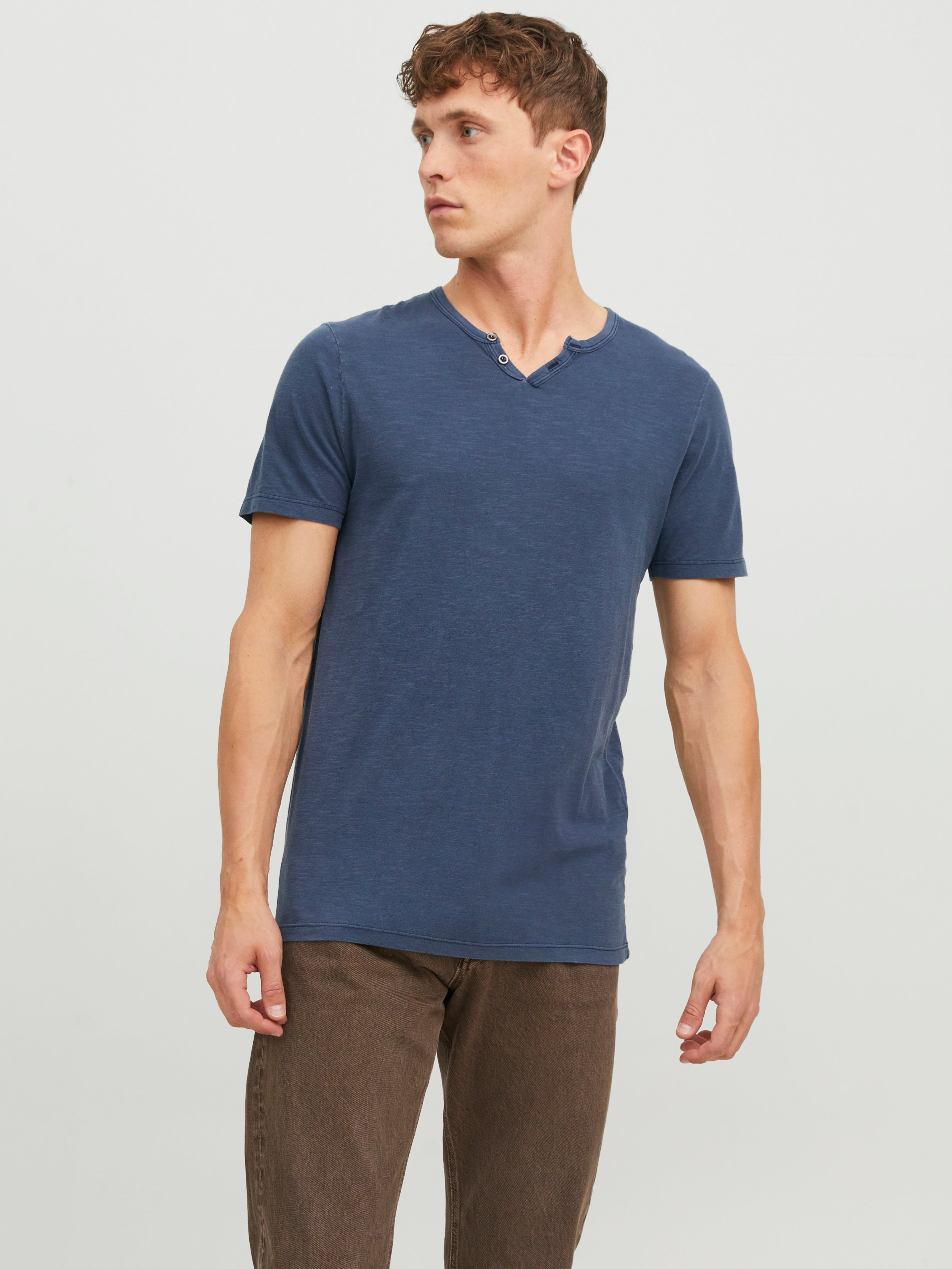 Helikon-Tex Men's Slim Fit T-Shirt - Melange Blue, 94% Cotton 6% Elastane