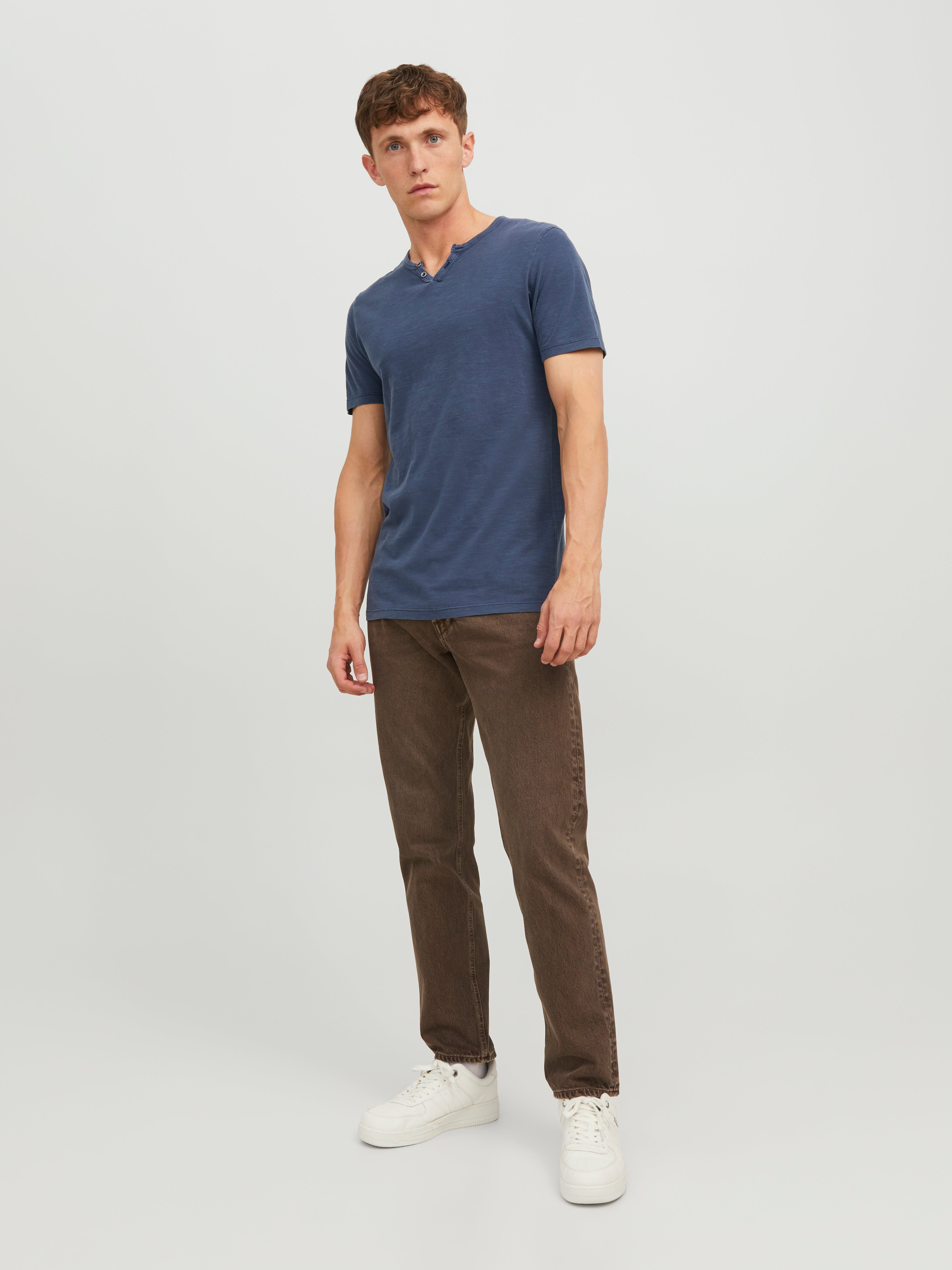 Meliert GETEILTER KRAGEN T-shirt | Dunkelblau | Jack & Jones®